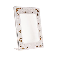 Photo Frame Flower Centre is a silver frame bordered in blooming florals and butterflies – Small (4x6)