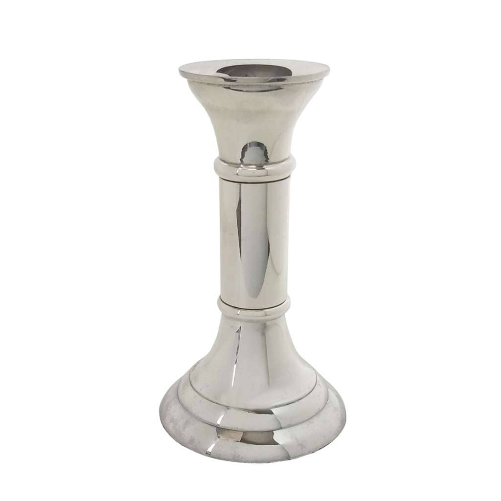 Candle Stand Classical With Base is a silver candle stand with a flared cup and a classic baluster - white background