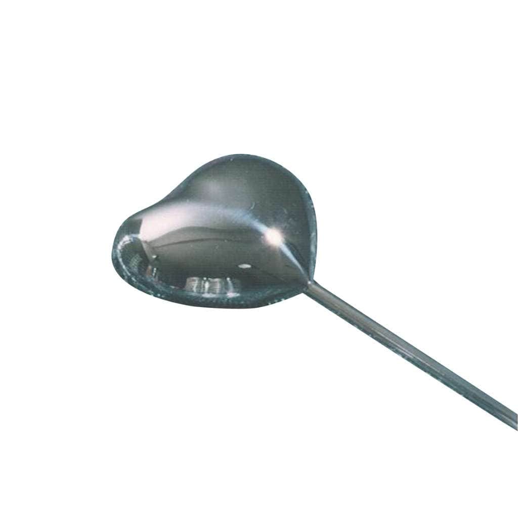 Flower Vase Heart On Stick is a silver flower pick topped with a heart-shaped dish, designed to sit inside a larger vase, planter - white background