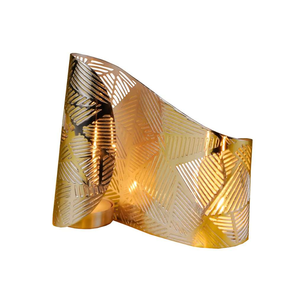 Tea Lights Holder Suave Double is a silver tea light holder shaped like a wavy ribbon that curves and folds back on itself - white background