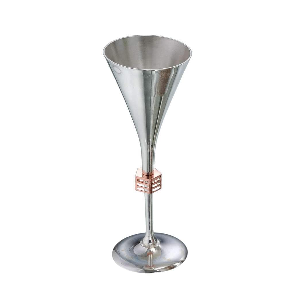 Glass Wine Goblet Chasm tapers a tall, trumpet-shaped bowl sharply into a slim stem on this silver wine - white background