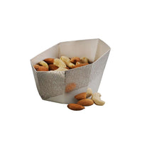 Bowl Nut Braque gives this silver nut bowl a faceted, angular body for a sharper, more architectural look than a rounded dish - white background