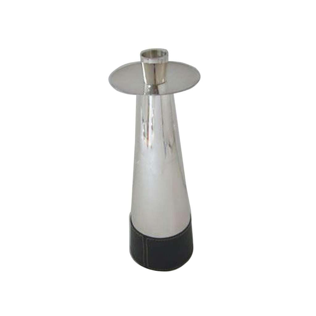Candle Stand Angel Leather Medium is a silver candle stand with a tapering cone shape, its lower third - white background