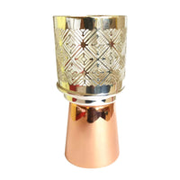 Votive Tower Signature is a silver votive rising in a tall, tapered silhouette - white background