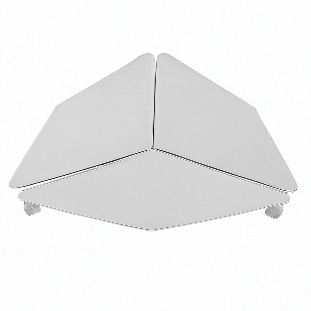 Tray Trikone is a silver tray built from two triangular panels meeting at a raised centre fold – Small
