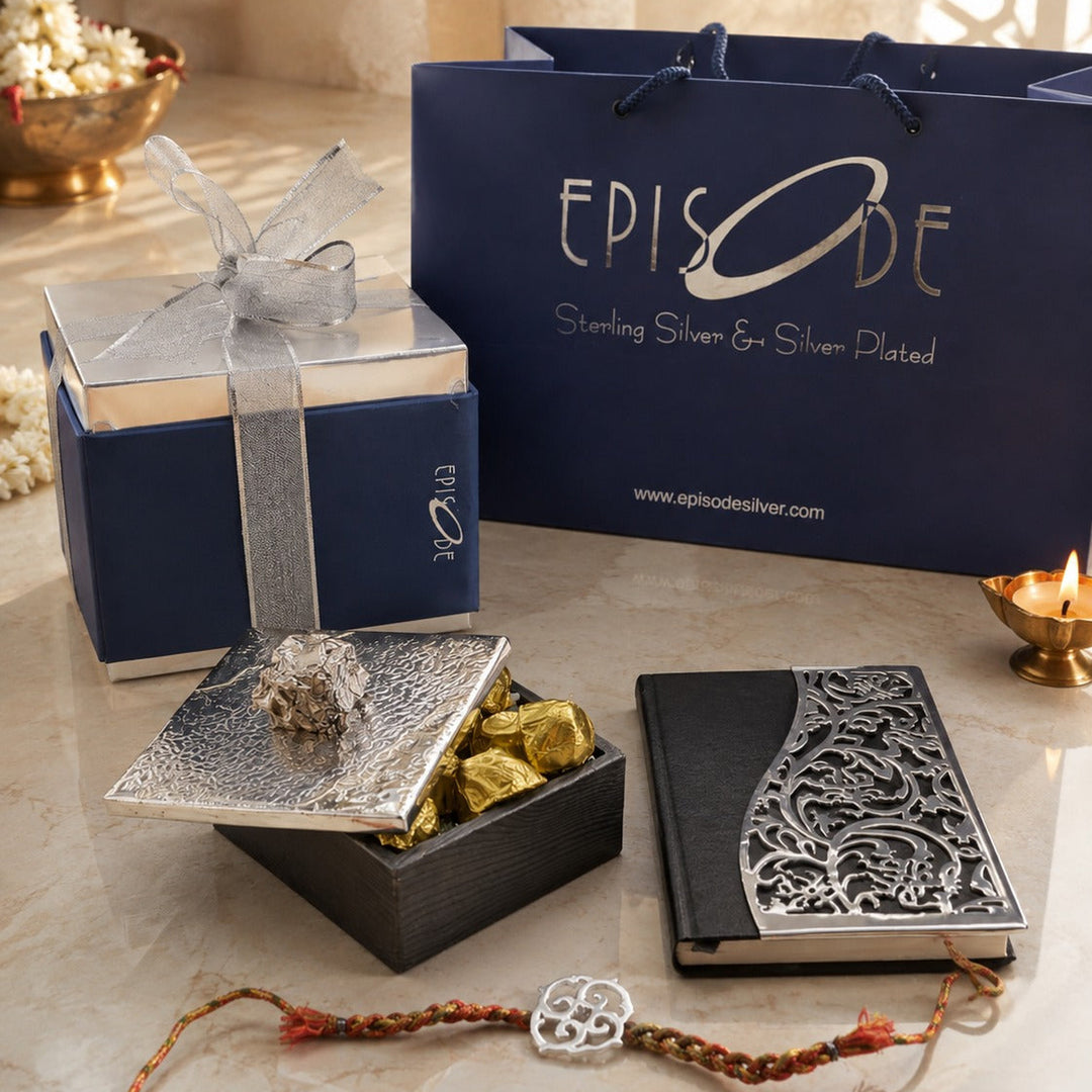 Rakhi Gift Set 4 - Box Desire, Diary Tree of Life and Divine Rakhi with chocolates in an Episode gift box