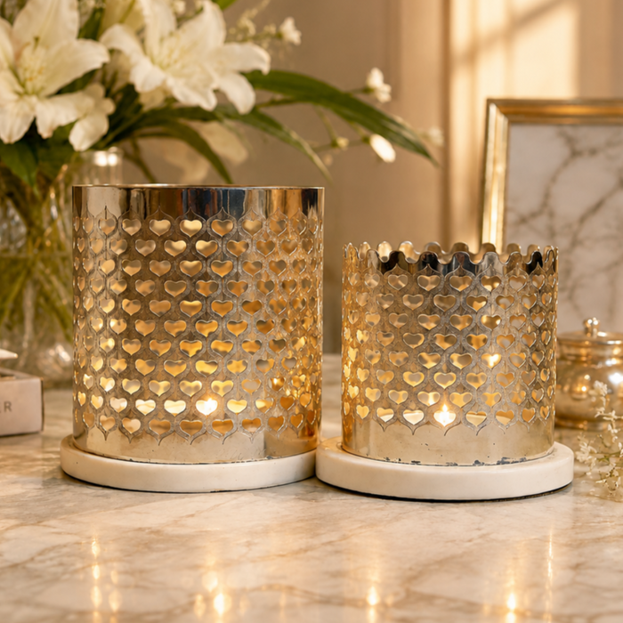Heart Votive Pair Diwali Gift Set