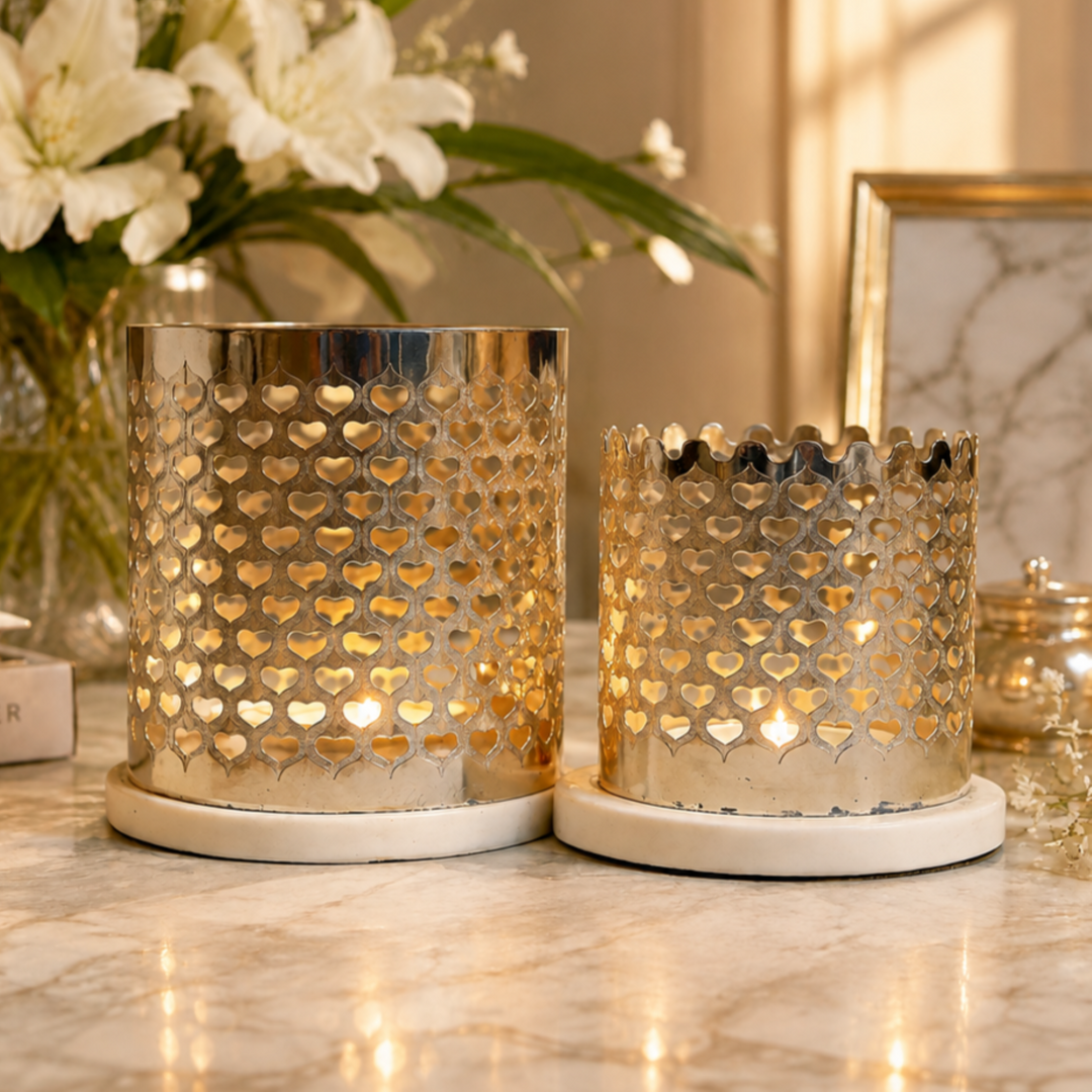 Heart Votive Pair Diwali Gift Set