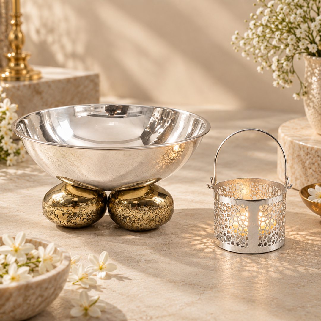 Pebble Bowl and Mosaic Lantern Diwali Gift Set