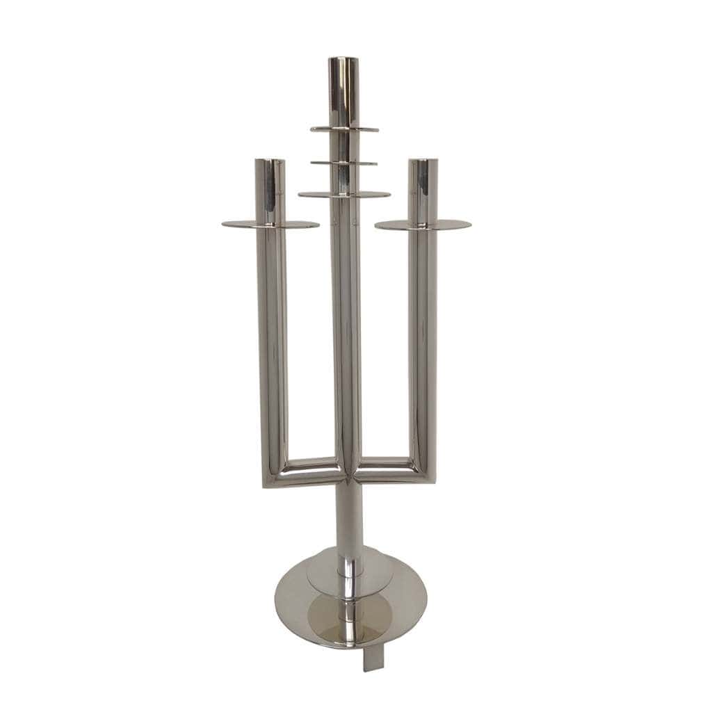 Candle Stand Park Avenue lifts three slim tubular arms at staggered heights from one round base - white background