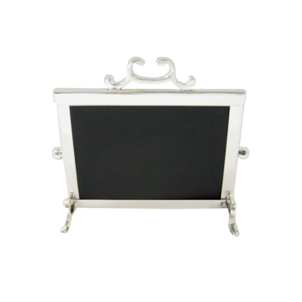 Photo Frame Allure Landscape is a silver photo frame that sets fine ribbed bands into a dark wooden - white background