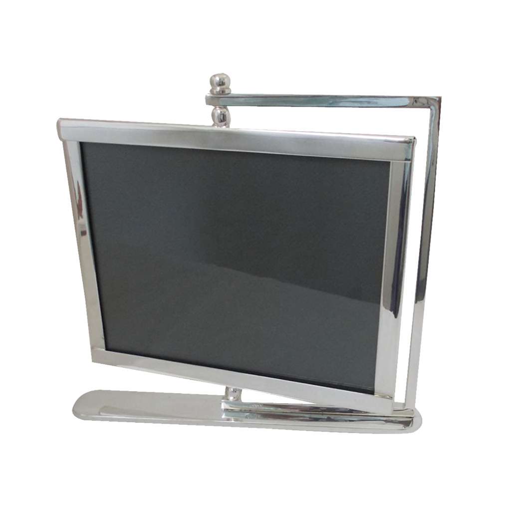 Photo Frame Pivot is a silver frame that holds the photo behind a deep bevelled edge like a cut gem - white background
