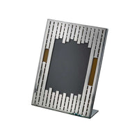 Photo Frame Lamella lines this silver frame with narrow vertical bars in a bright finish, broken by two - white background