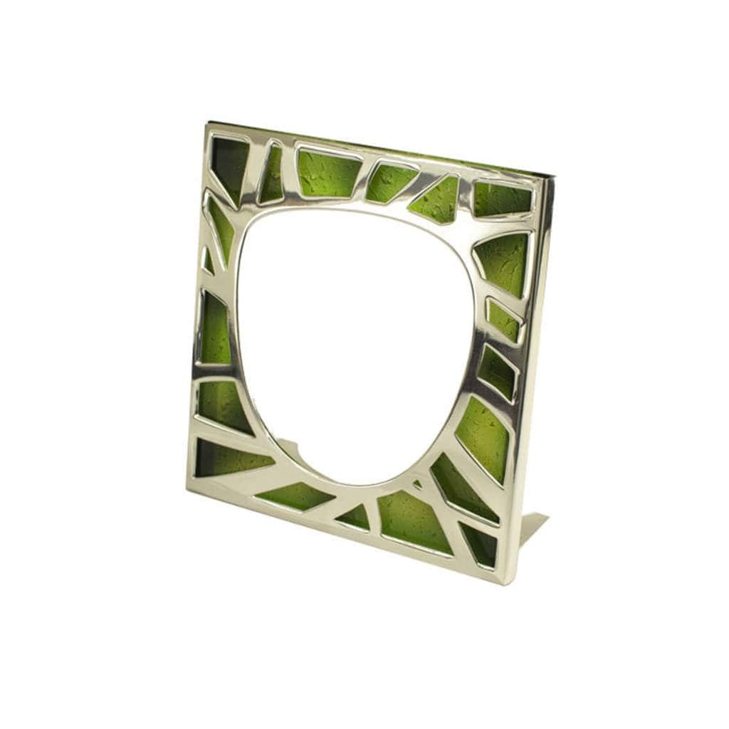 Photo Frame Infusion is a silver frame cut into an irregular mosaic of triangular and diamond-shaped openings