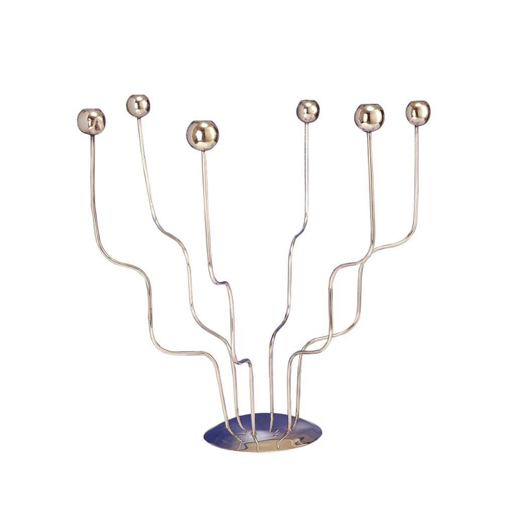 Candle Stand Flow is a silver candle stand rising with six wavy wire arms - white background