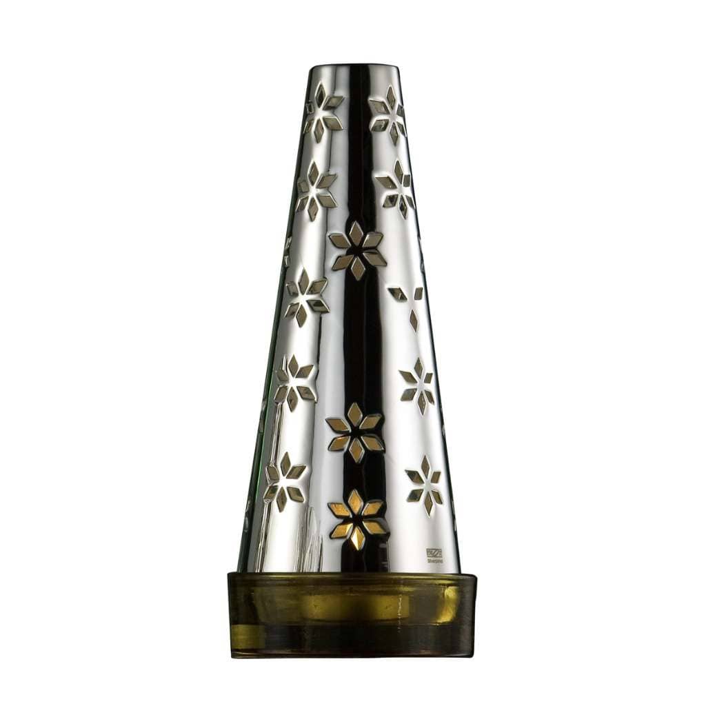 Light Holder Tapered rises as a tall, tapered silver light holder shaped like a slender cone - white background