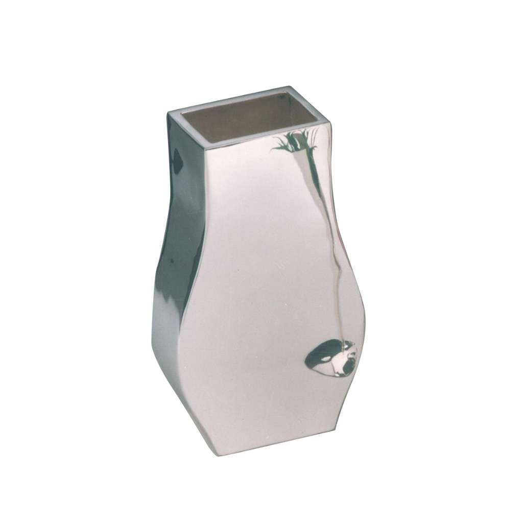 Flower Vase Sing Hammered curves into a softly waisted silver vase - white background