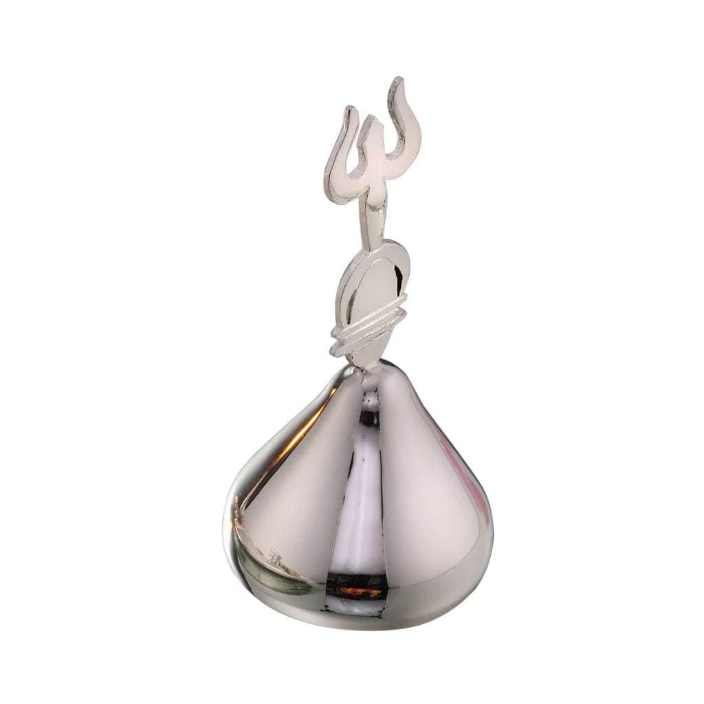Bell Trishul rises a trishul finial above a ribbed collar on this silver bell - white background