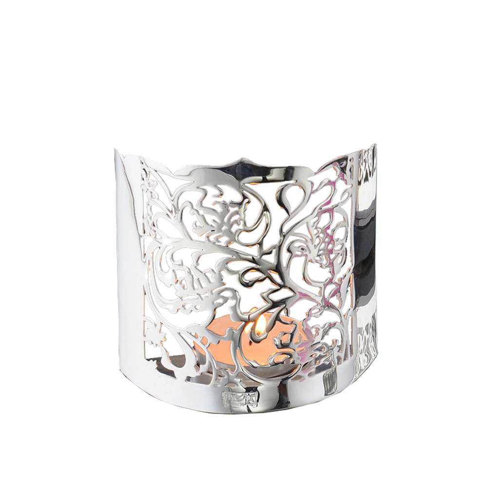 Tealights Holder Veil rounds into a scalloped, veil-like silver tealight holder - white background