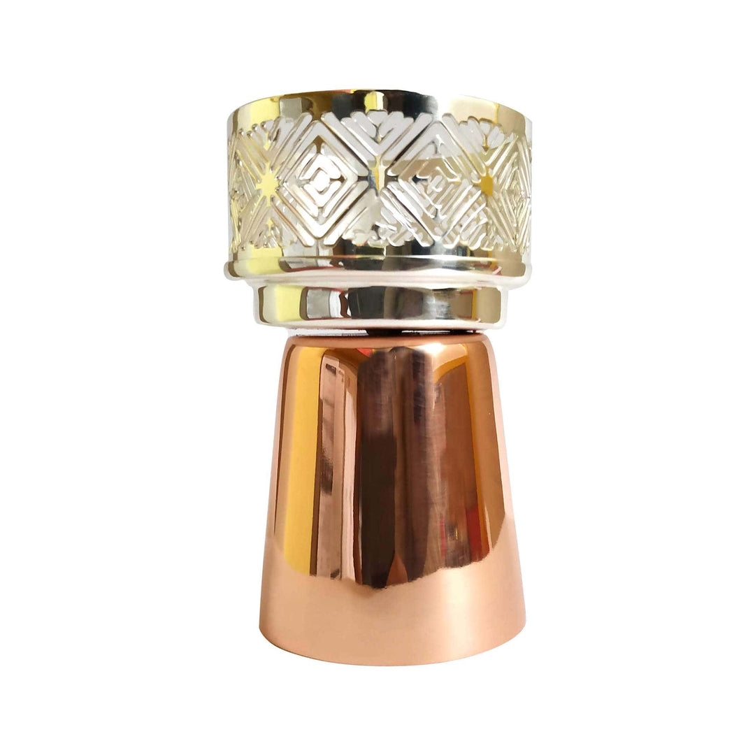 Votive Tower Signature is a silver votive rising in a tall, tapered silhouette – Small