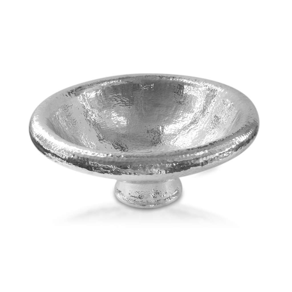 Bowl Rolled Wine Cooler is a tall silver wine cooler bowl with a rolled rim and a clean tapered body - white background