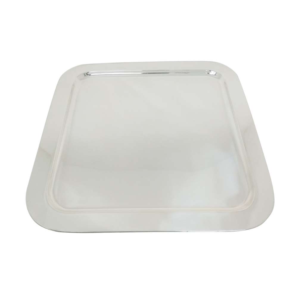 Tray Square is a silver tray with a wide square face and gently curved corners - white background