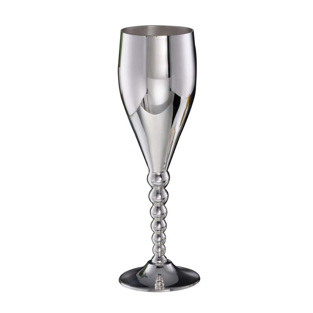 Glass Wine Goblet Bolts runs a stacked, beaded stem from this silver wine glass&