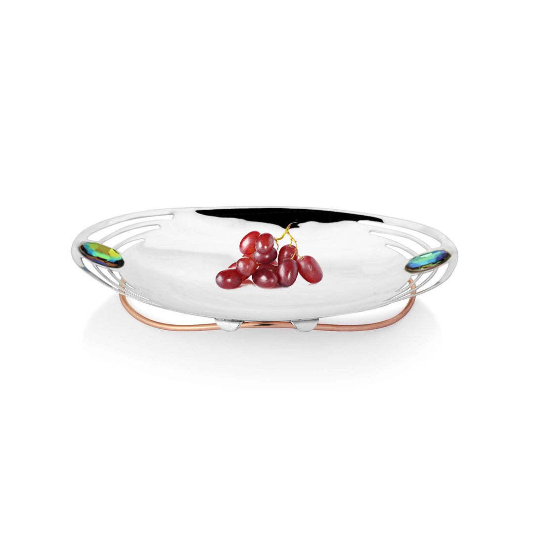 Bowl Candy Dish Allure finishes this oval silver bowl to a full mirror polish - white background
