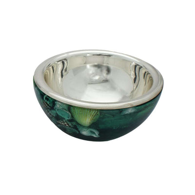 Silver Plated Bowl Ocean Green