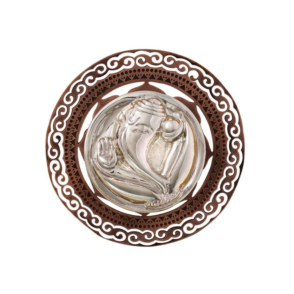 Ganesh Hanging Decor sets a circular silver relief carving of Ganesha&