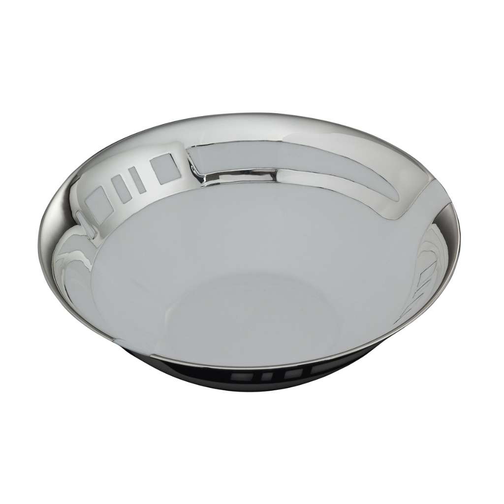 Bowl Porcelain Flat is a sterling silver bowl with a large, rounded-square, flat-based shape - white background