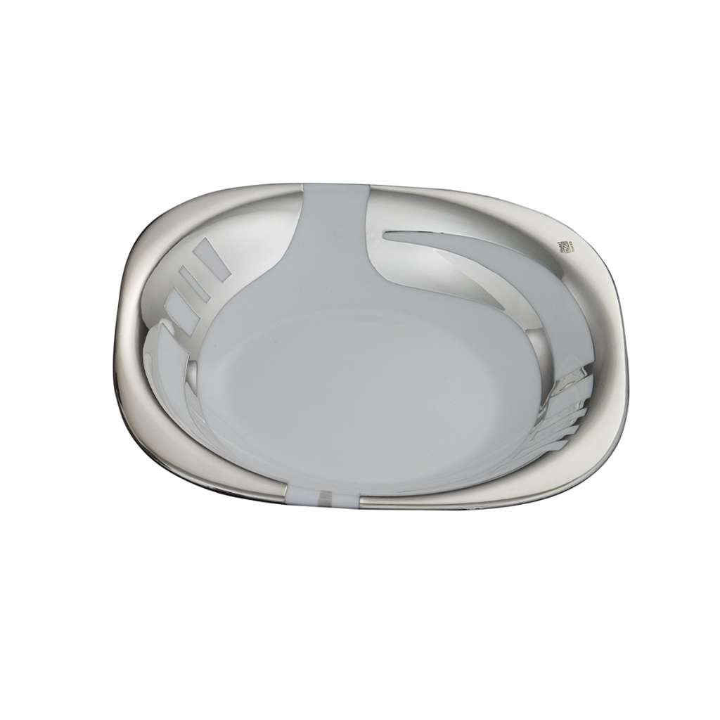 Soup Bowl Porcelain is a sterling silver bowl with a rounded-square shape - white background