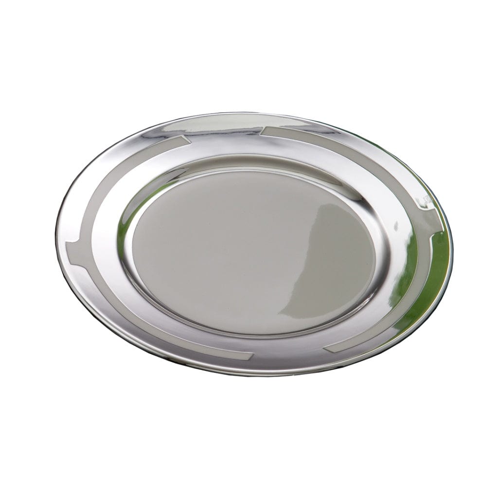 Dinner Plate Porcelain Symphony is a sterling silver plate that marks its rim in crisp rectangular silver blocks - white background
