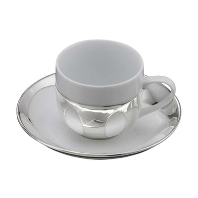 Sterling Silver Cup & Saucer Porcelain