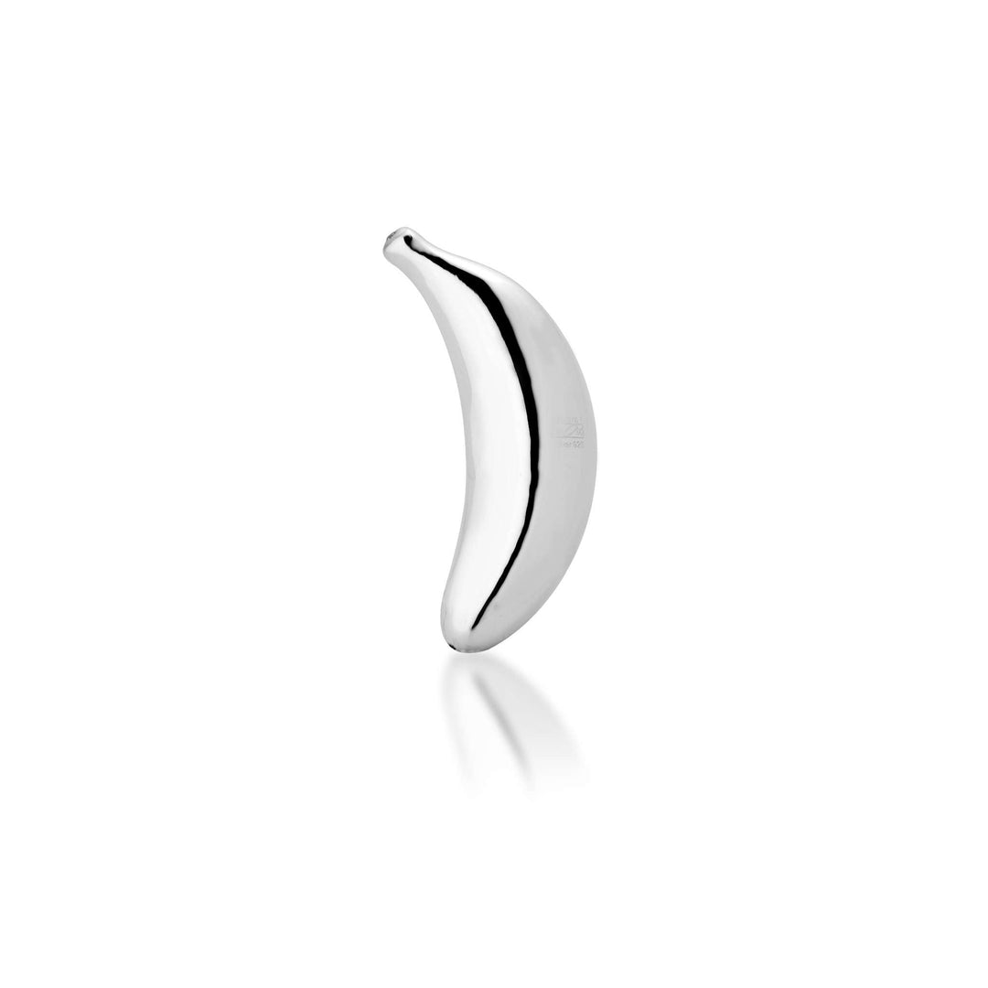 Decorative Figurine Banana is a sterling silver banana polished to a bright mirror shine - white background