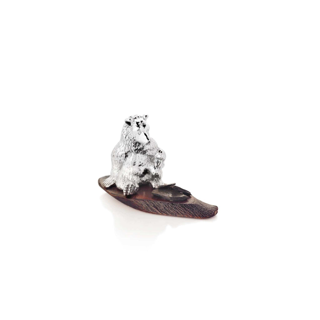 Decorative Figurine Grizzly Bear is a sterling silver figurine of a grizzly bear - white background