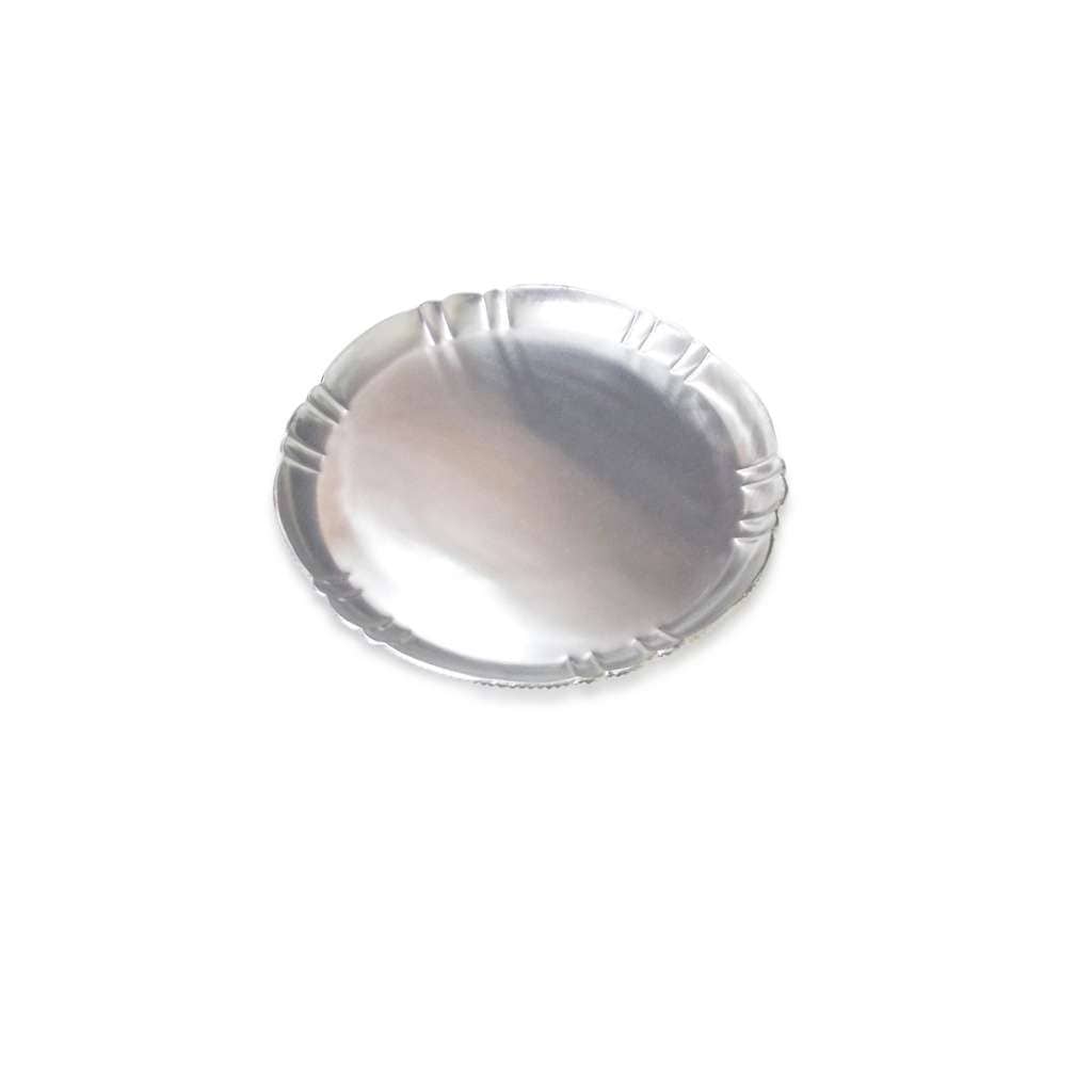 Aster Quarter Plate is a silver plate with a ruffled, fluted rim that curves gently around a plain centre - white background