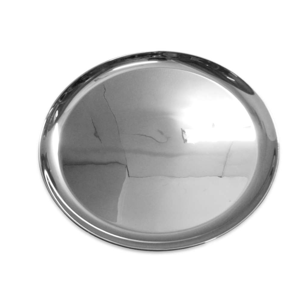 Chandrika Platter is a silver serving platter with a smooth, mirror-polished surface, finished - white background