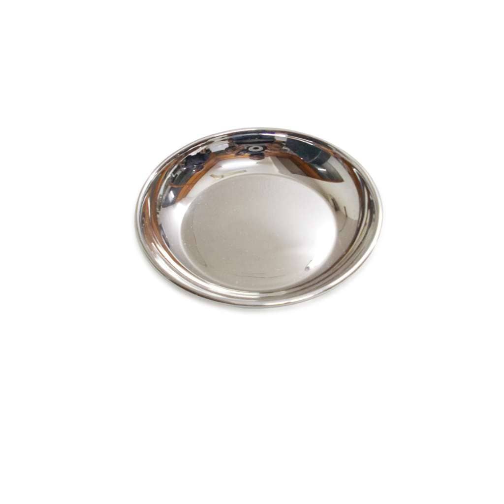 Chandrika Bowl Halwa is a silver bowl with a smooth, mirror-polished surface and a plain rolled rim - white background