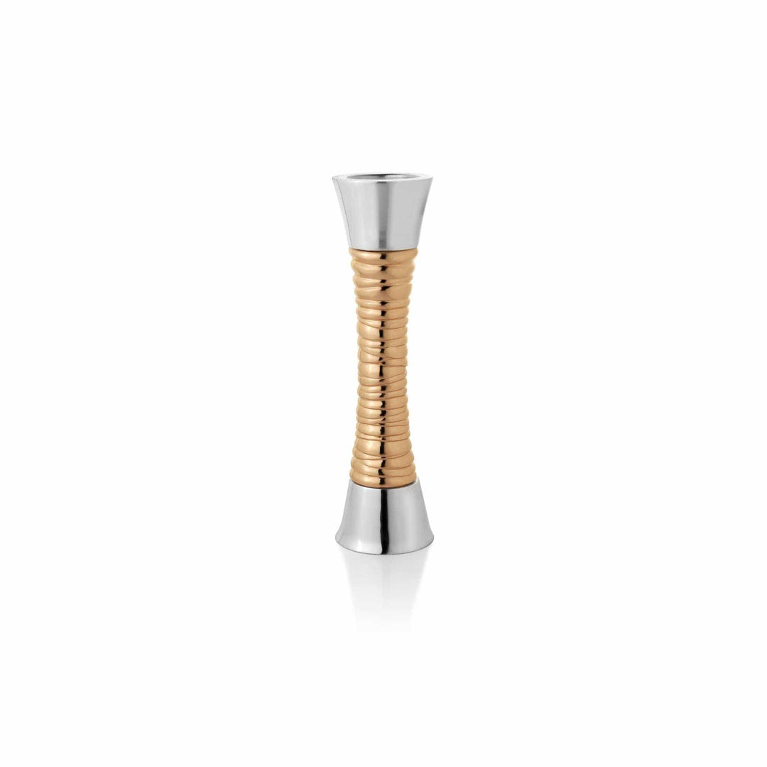 Candle Stand Congo is a silver candle stand that pinches into an hourglass shape – Small