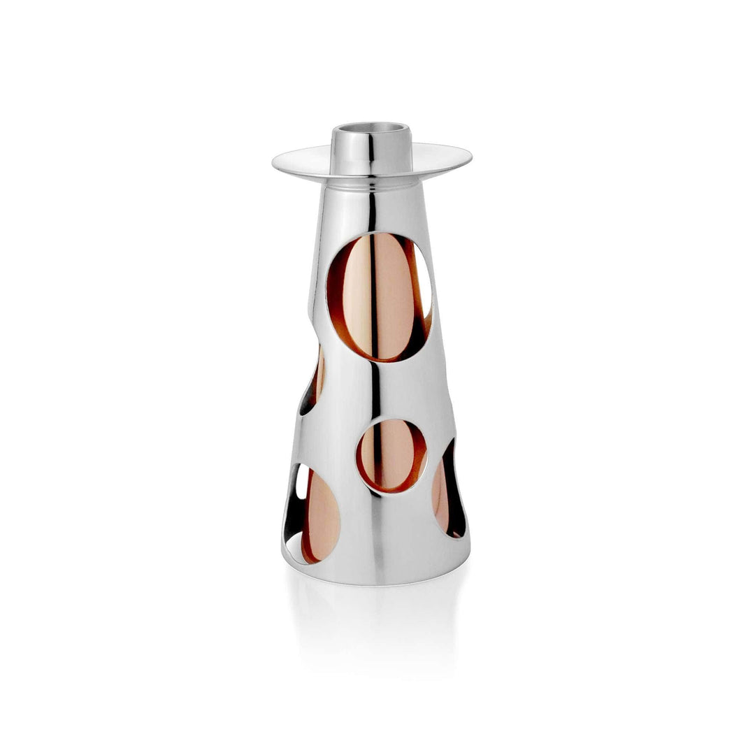 Candle Stand Lounge is a silver candle stand with a tapered cone shape – Small