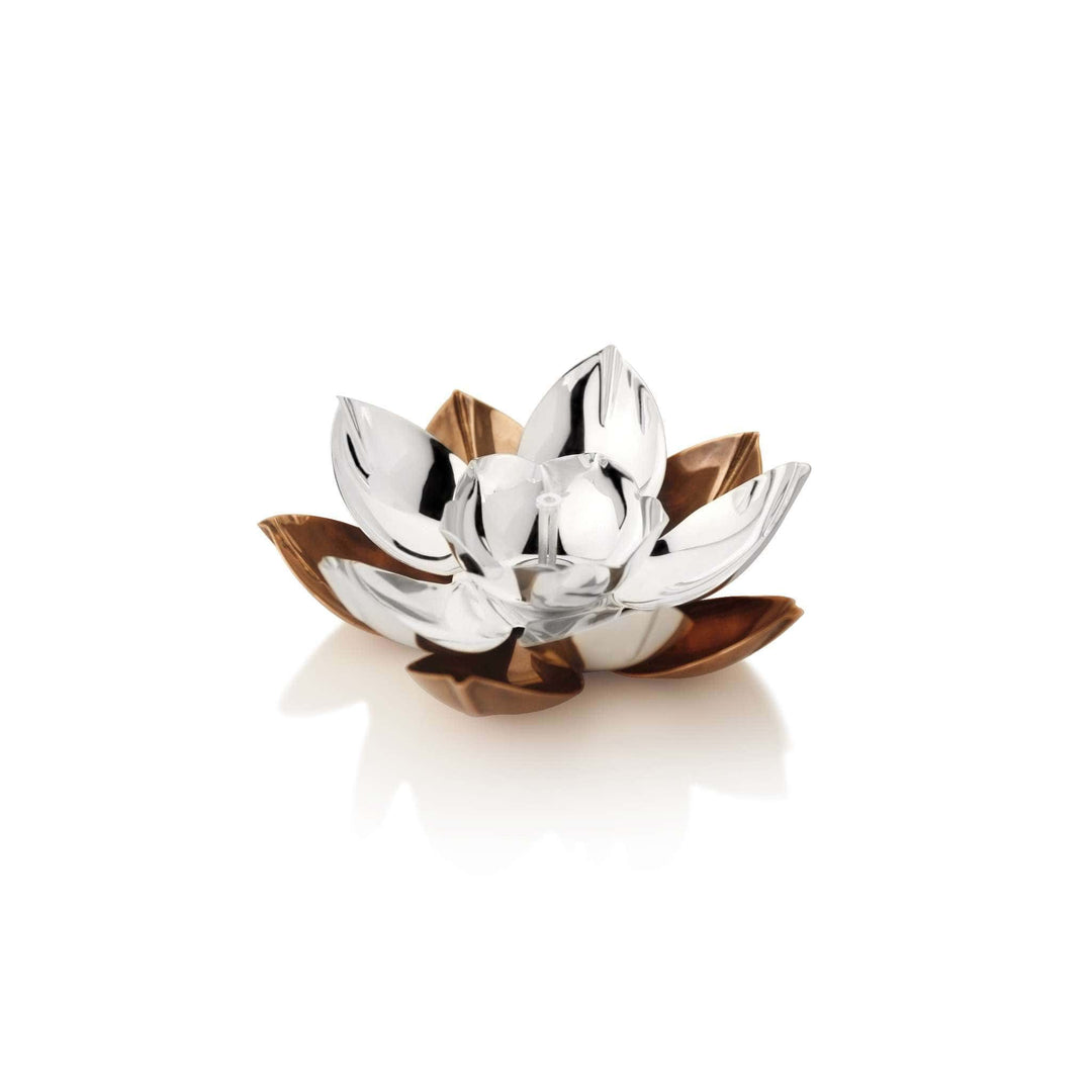 Diya Lotus Jyot is a silver diya shaped like a lotus in full bloom – Small