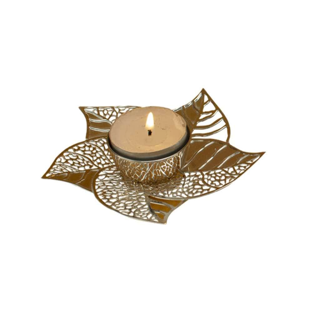 Diya Mystic is a silver diya shaped like a cluster of layered leaves – Small