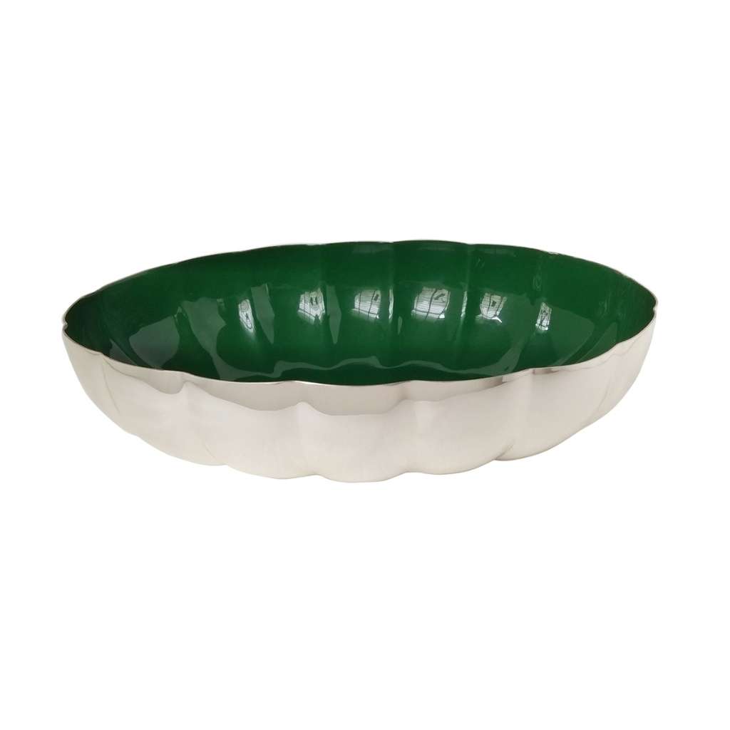 Enamel Bowl Melon is a silver bowl fluted like a melon – Small