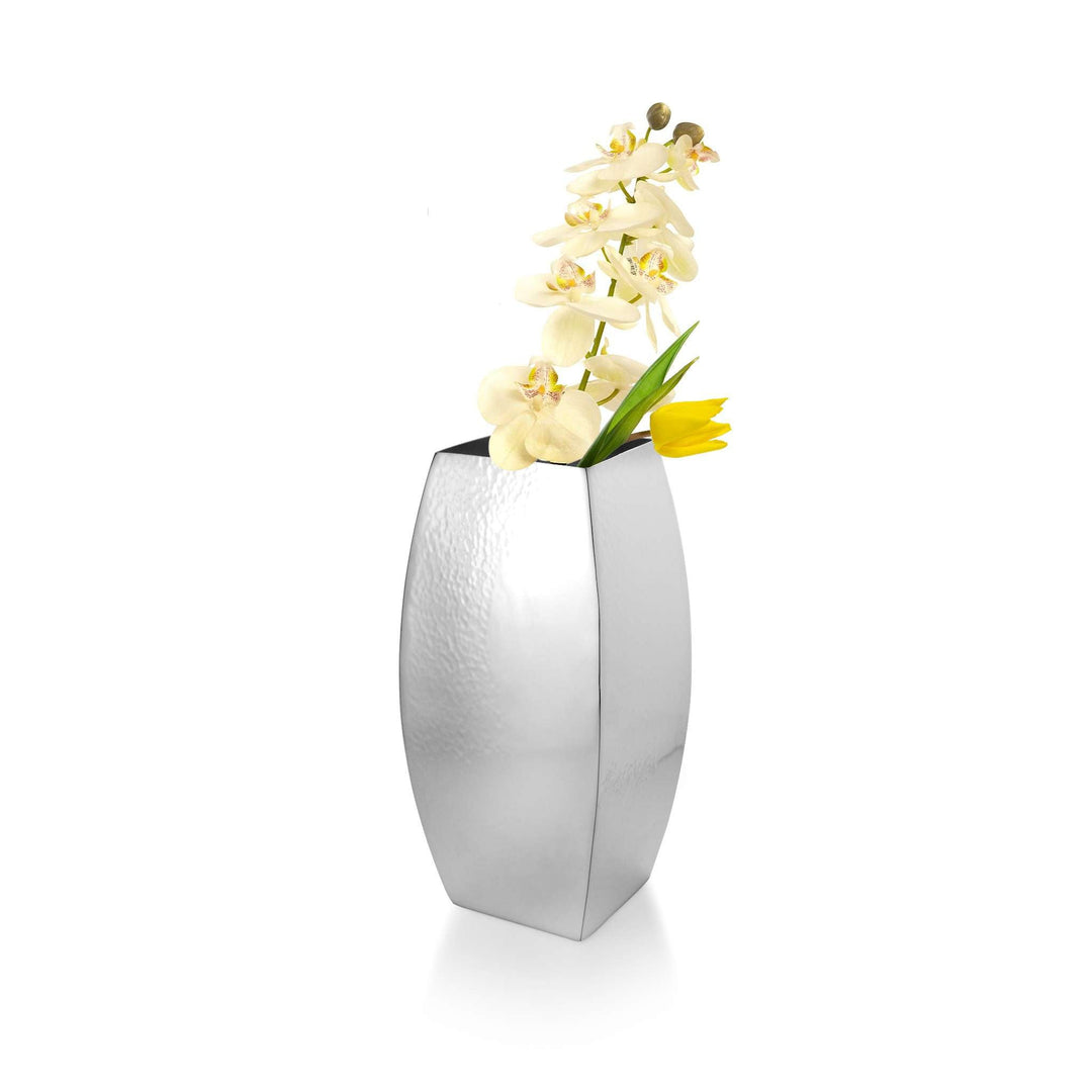 Flower Vase Lewis Hammered is a silver vase with a tall – Small