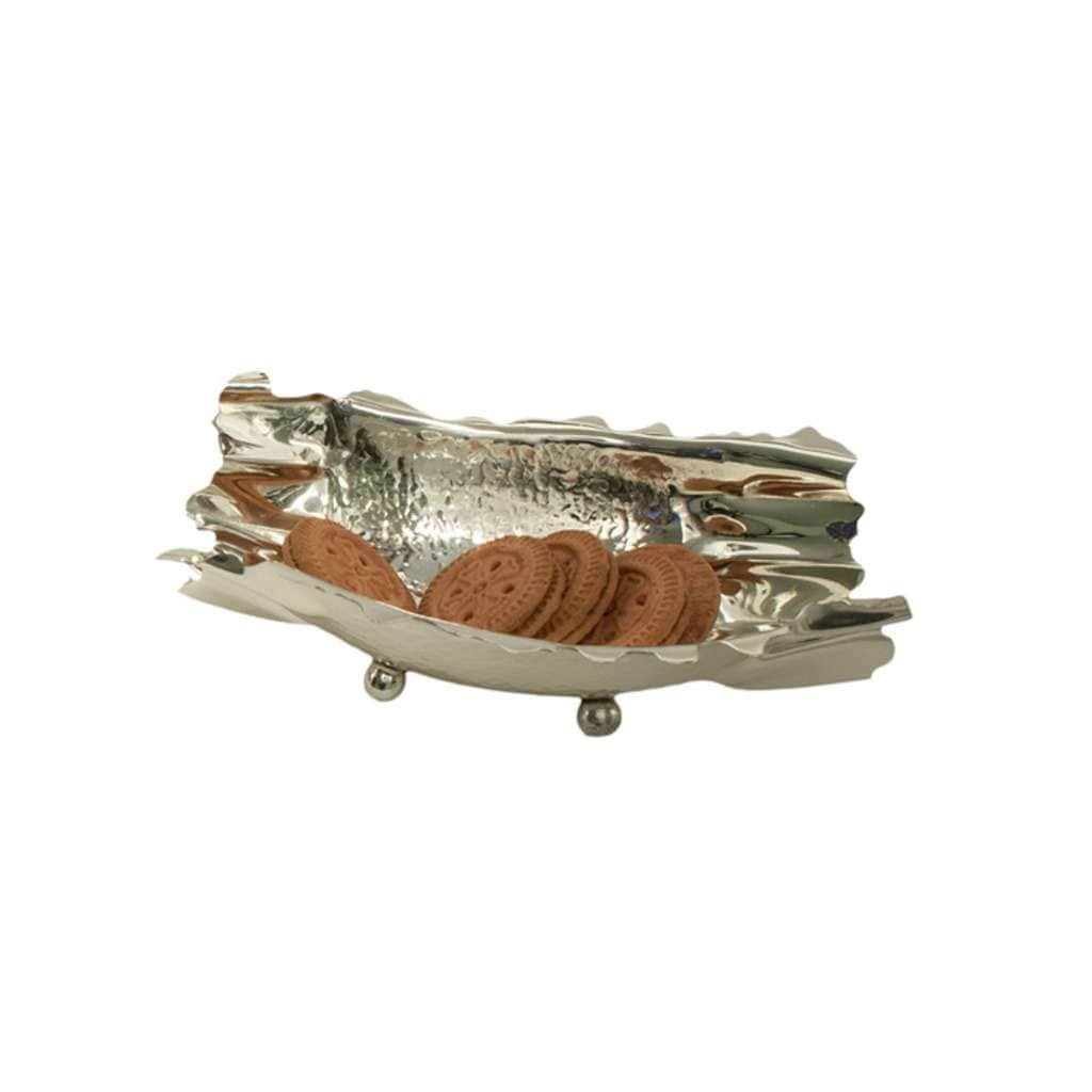 Nut Bowl Fan Fold is a silver bowl with a sculptural, fan-folded silhouette that looks like a crumpled sheet caught mid-fold – Small