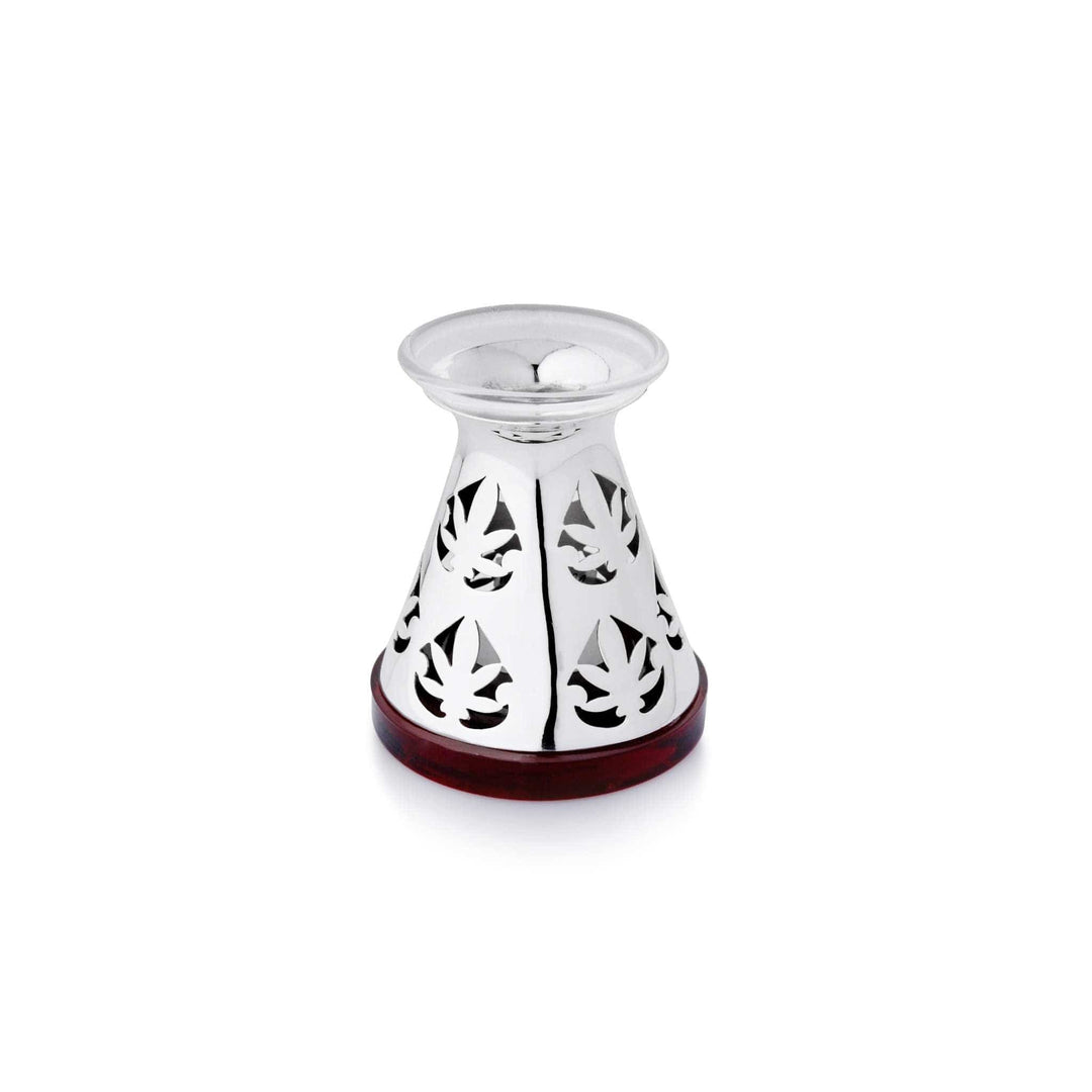 Tealights Holder Empress tapers into a cone-shaped silver tea light holder, its surface cut - white background